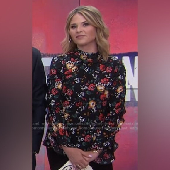 Derek Lam Silk Floral Mock Neck Blouse - Picture 13 of 13